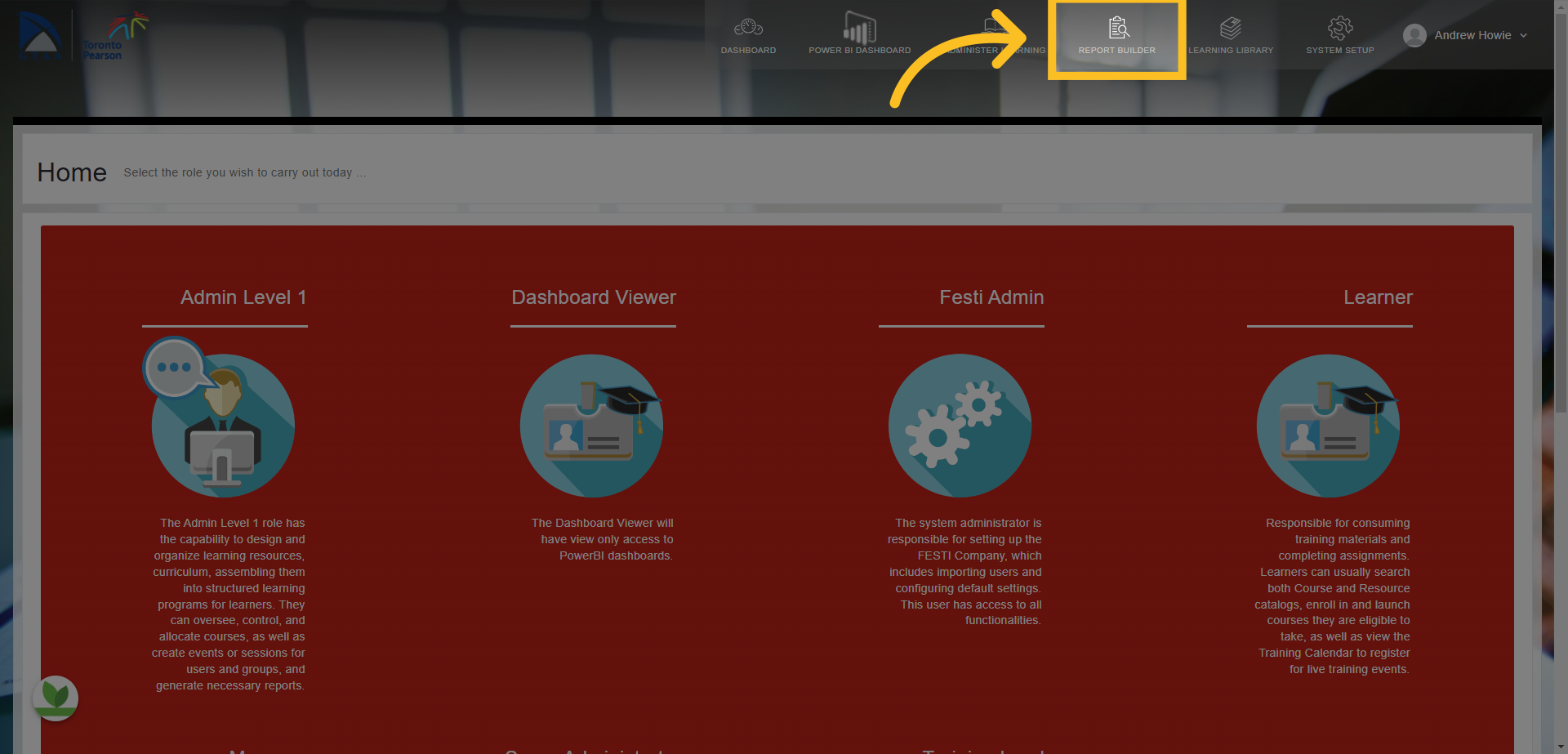 Click on the 'Report Builder' tab at the top of the screen.