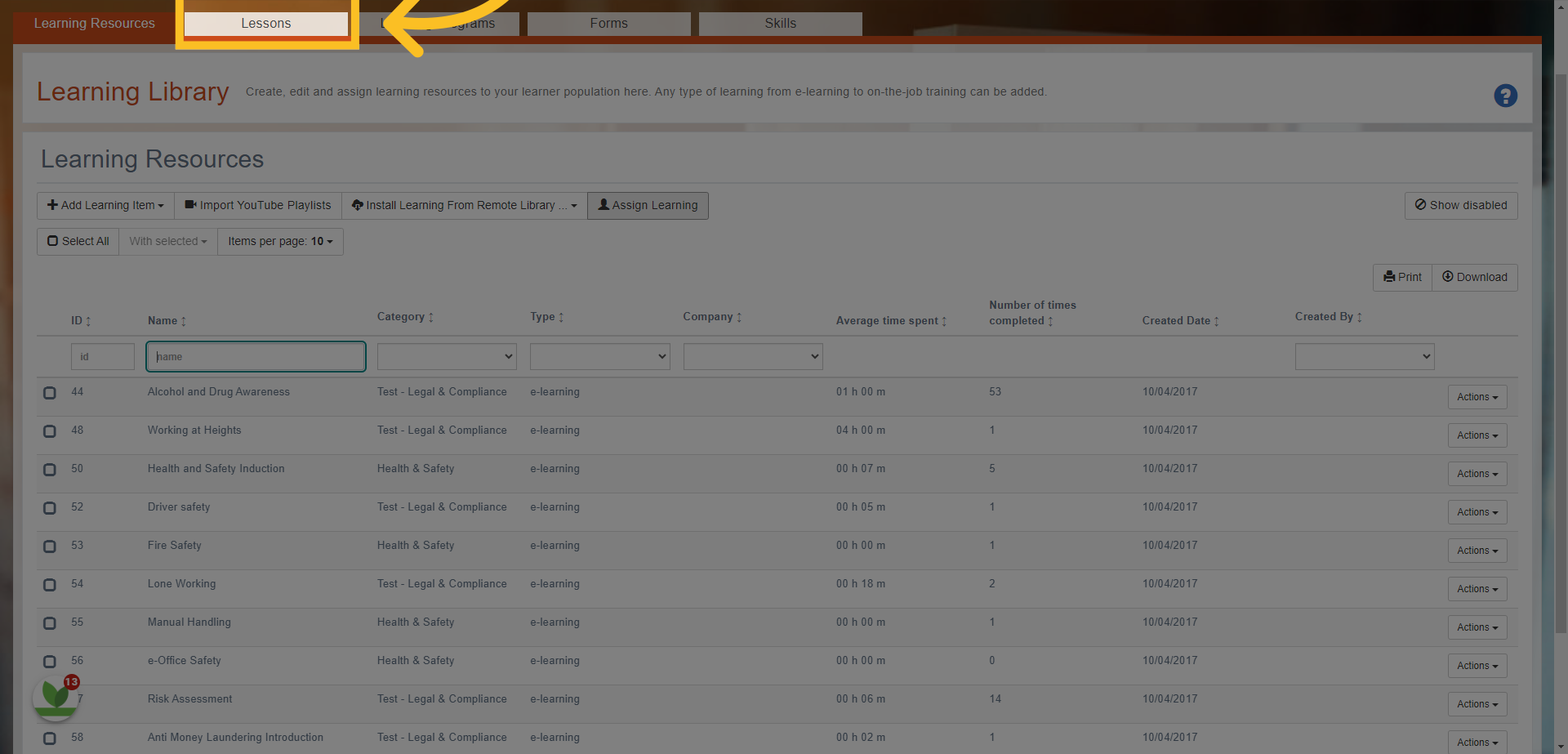 The same process applies if you want to assign Lessons or Bundles directly - simply click on the Lessons tab in the Learning Library and follow the same steps.