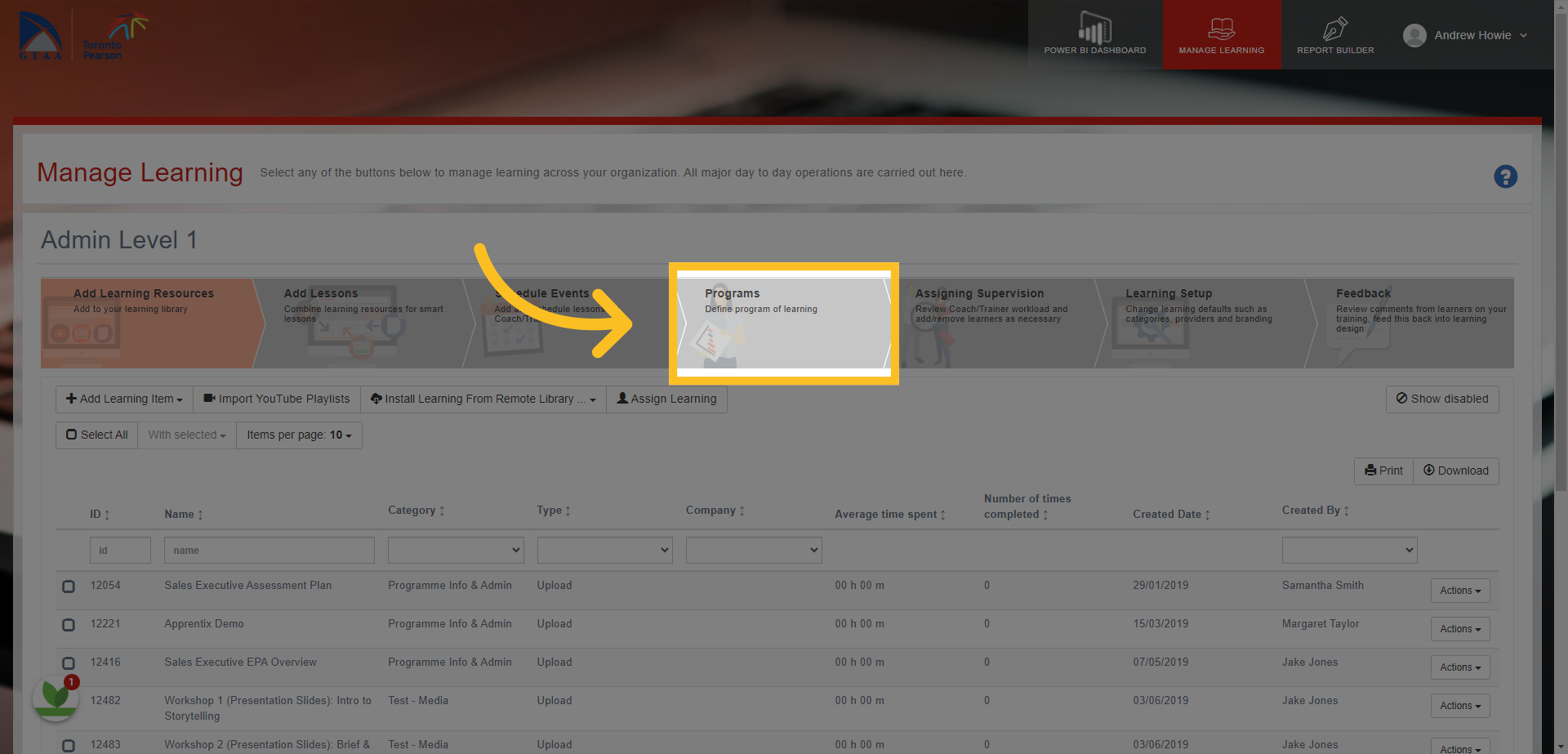 Then click on the 'Programs' tab here