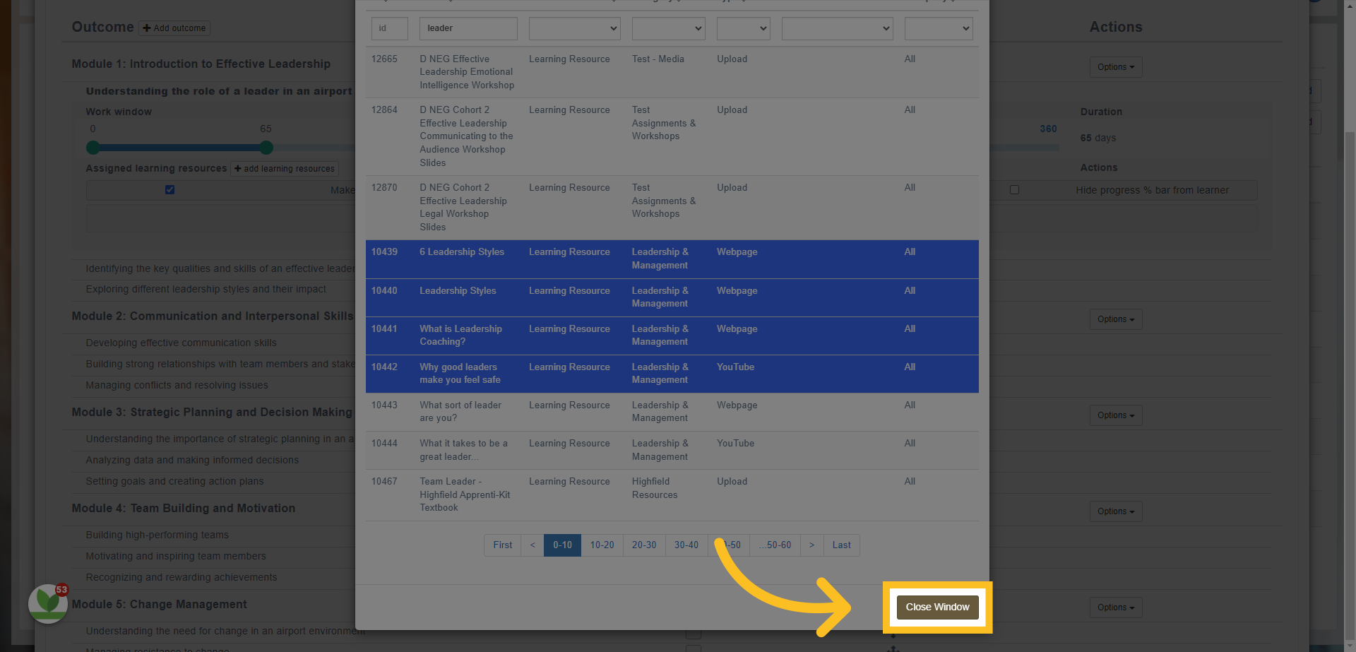 Then click 'Close Window'.