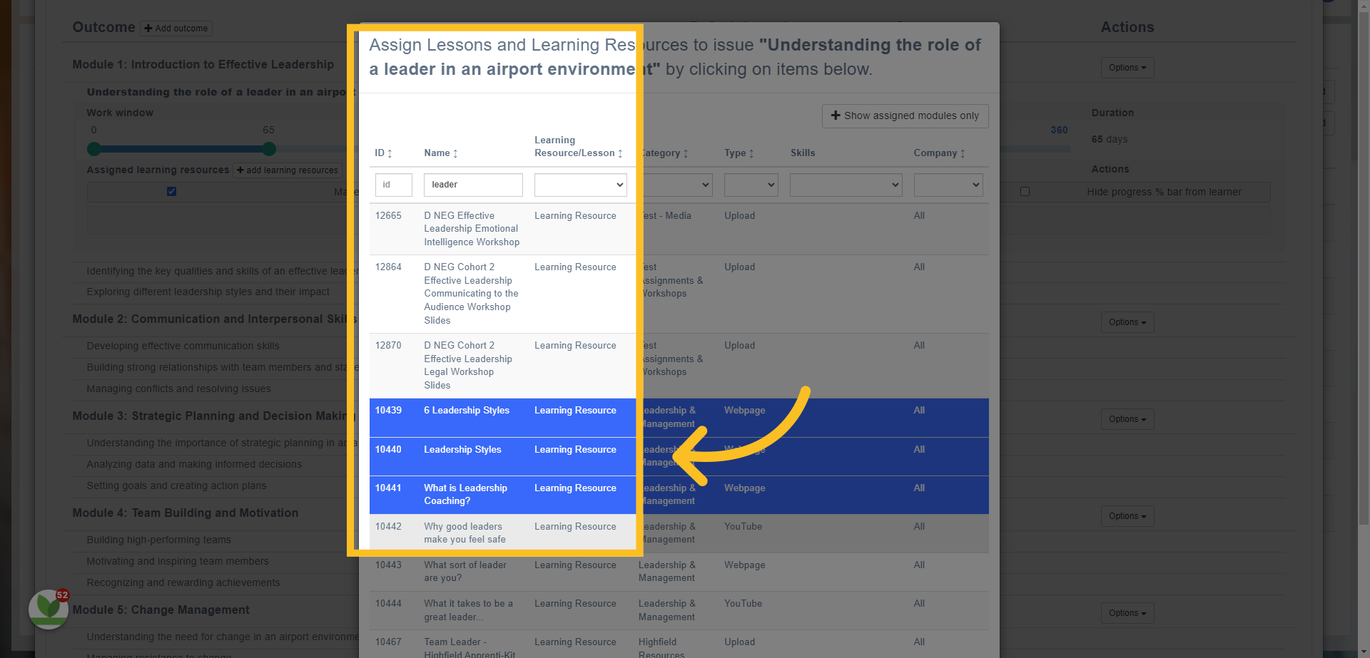Click and highlight as many relevant resources as you need.