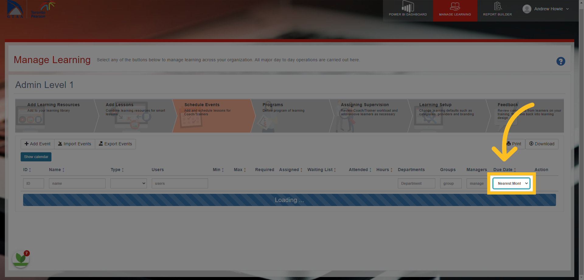 For example, you can filter all the events due to take place in the nearest month.