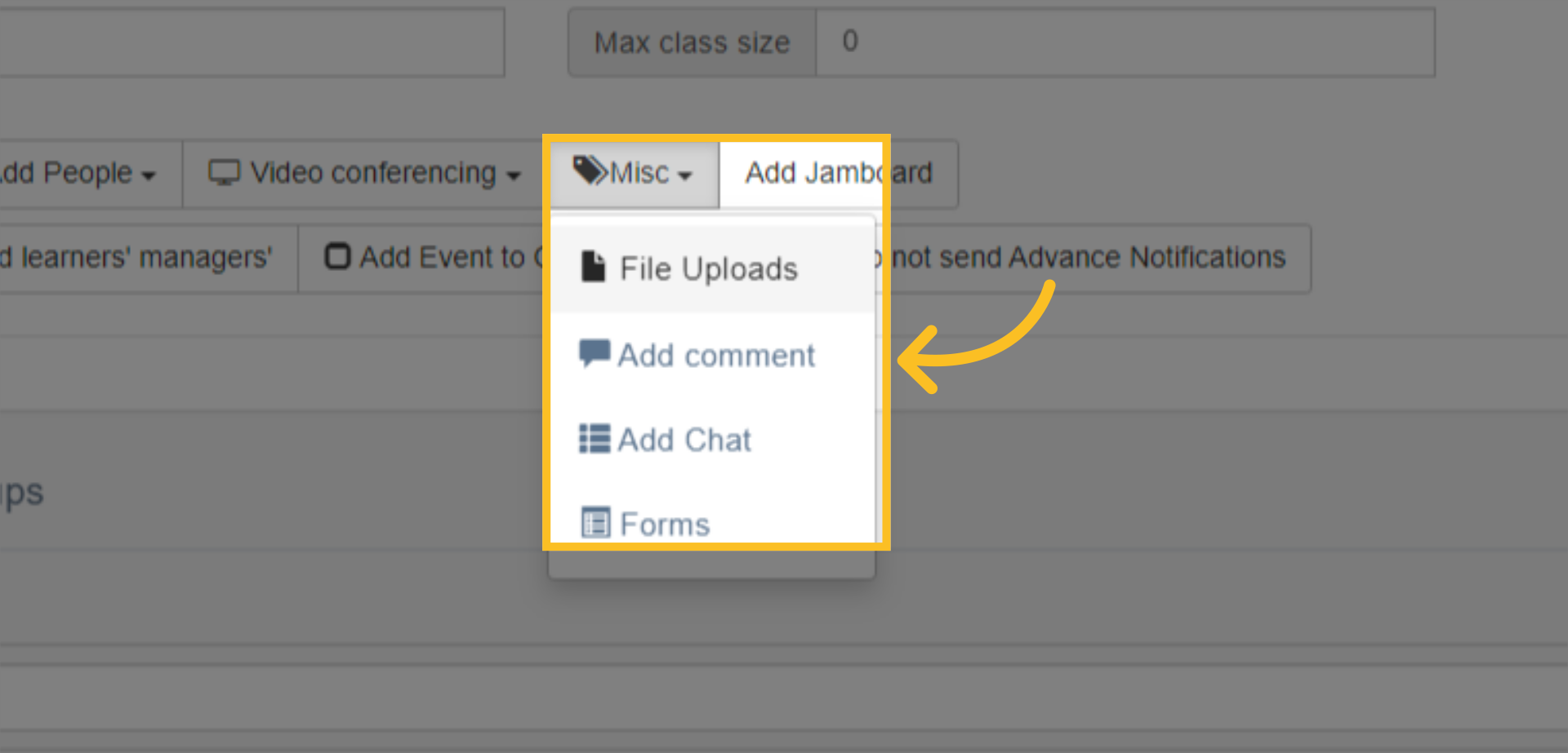 You can also add comments to inform the users with any further information about the event - you can also make the comments invisible to the users (so can only be seen by managers who have access to the event).