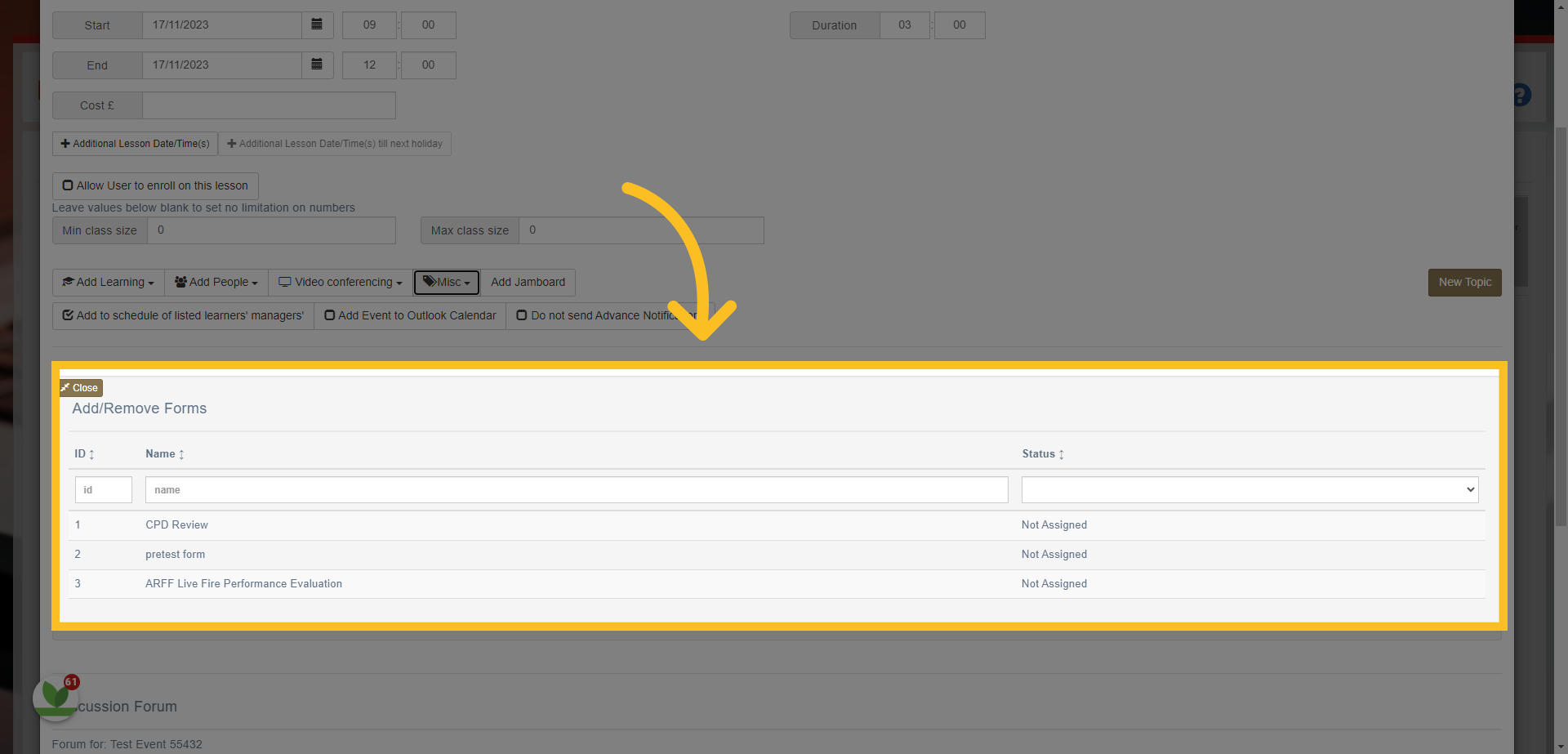 Simply select the form you want to assign from the selection loaded.