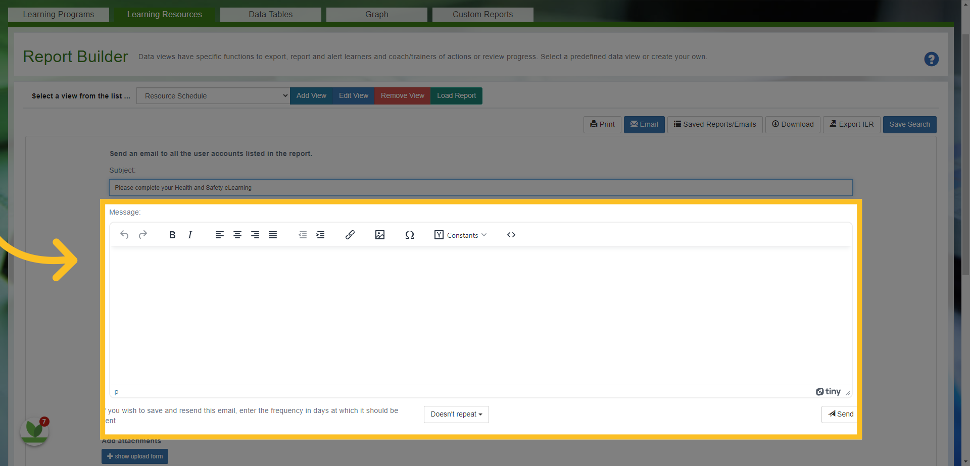 Next, write out your email in the message box.