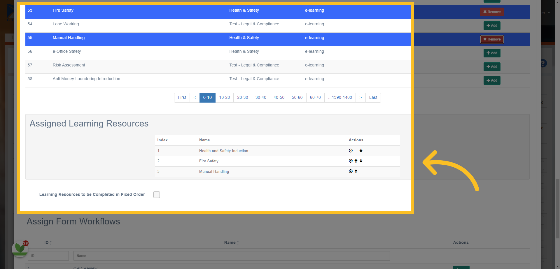 You can see which resources have been added here