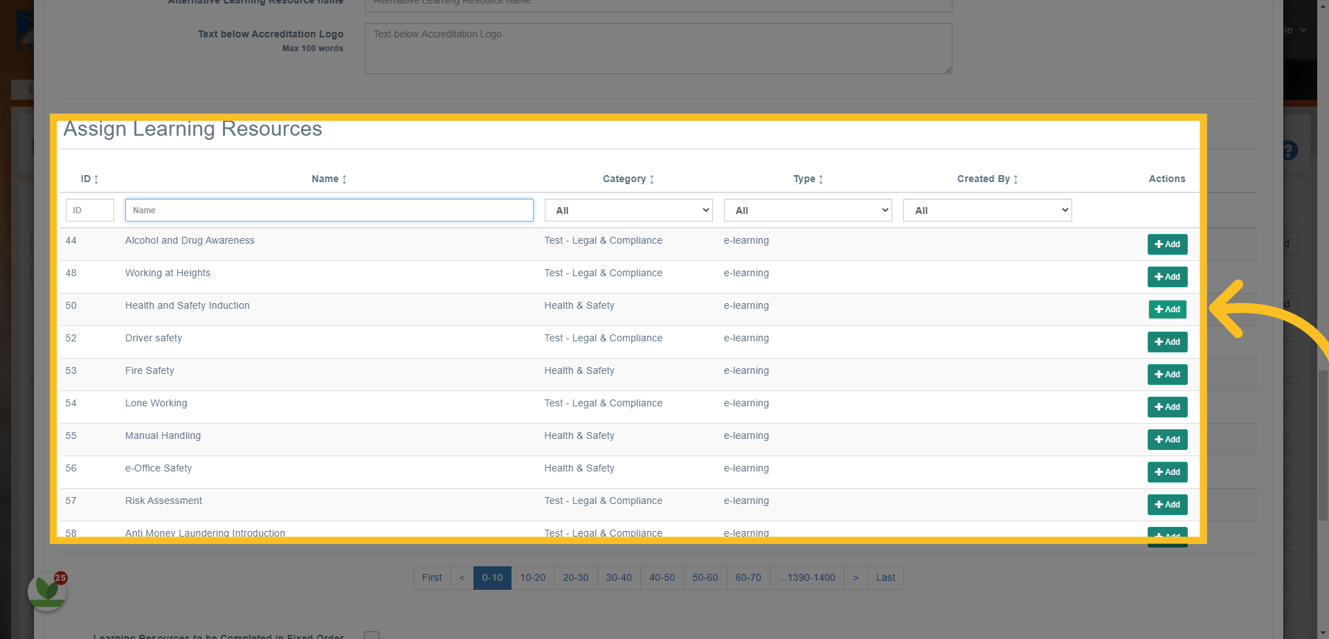 You simply use the 'Add' button next to the resource you want to add to the lesson.