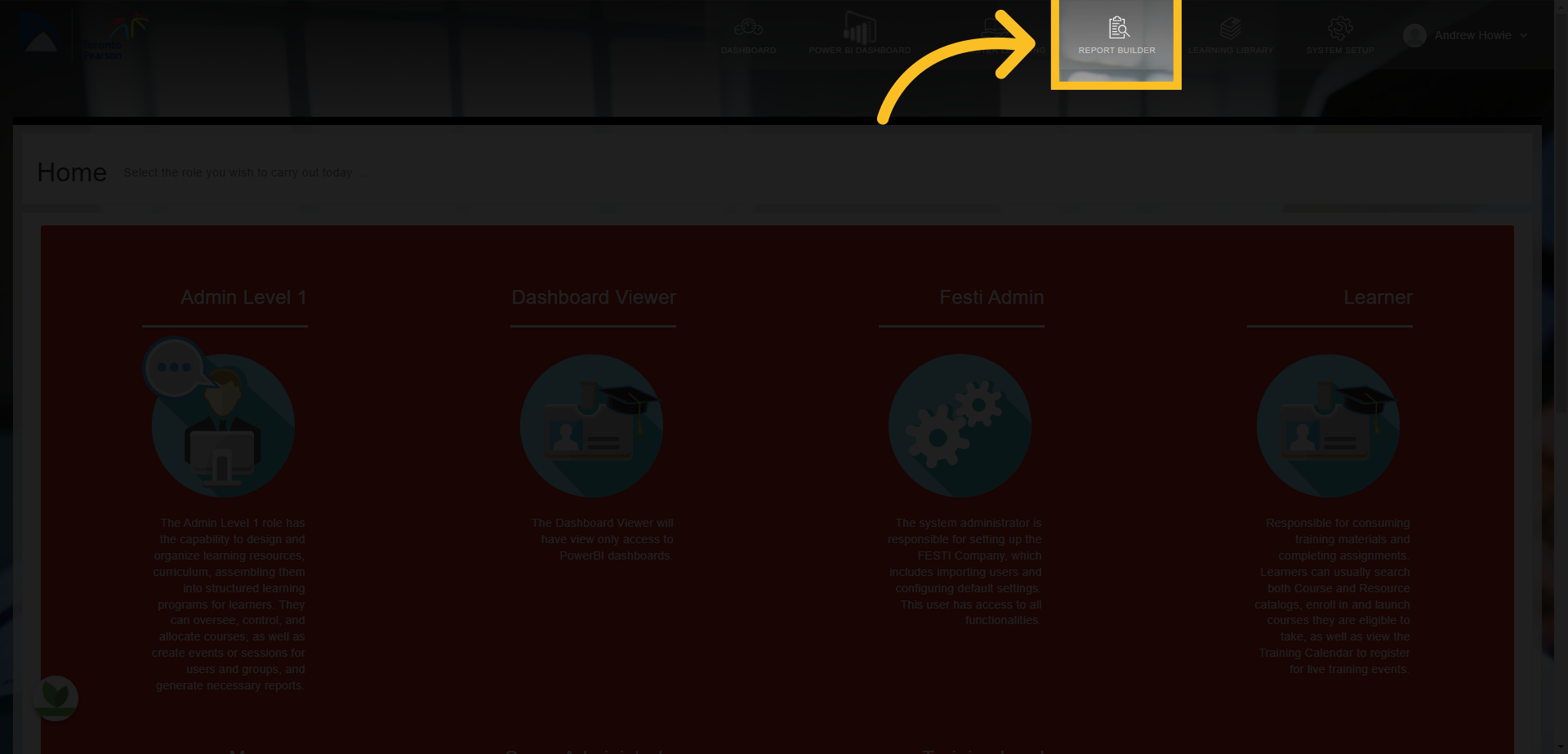 First, click on the 'Report Builder' tab at the top of the screen.