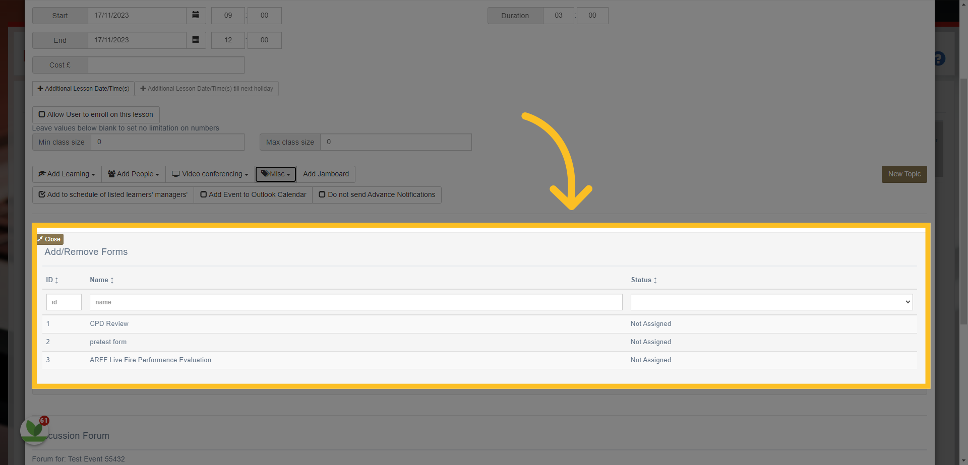 Simply select the form you want to assign from the selection loaded.