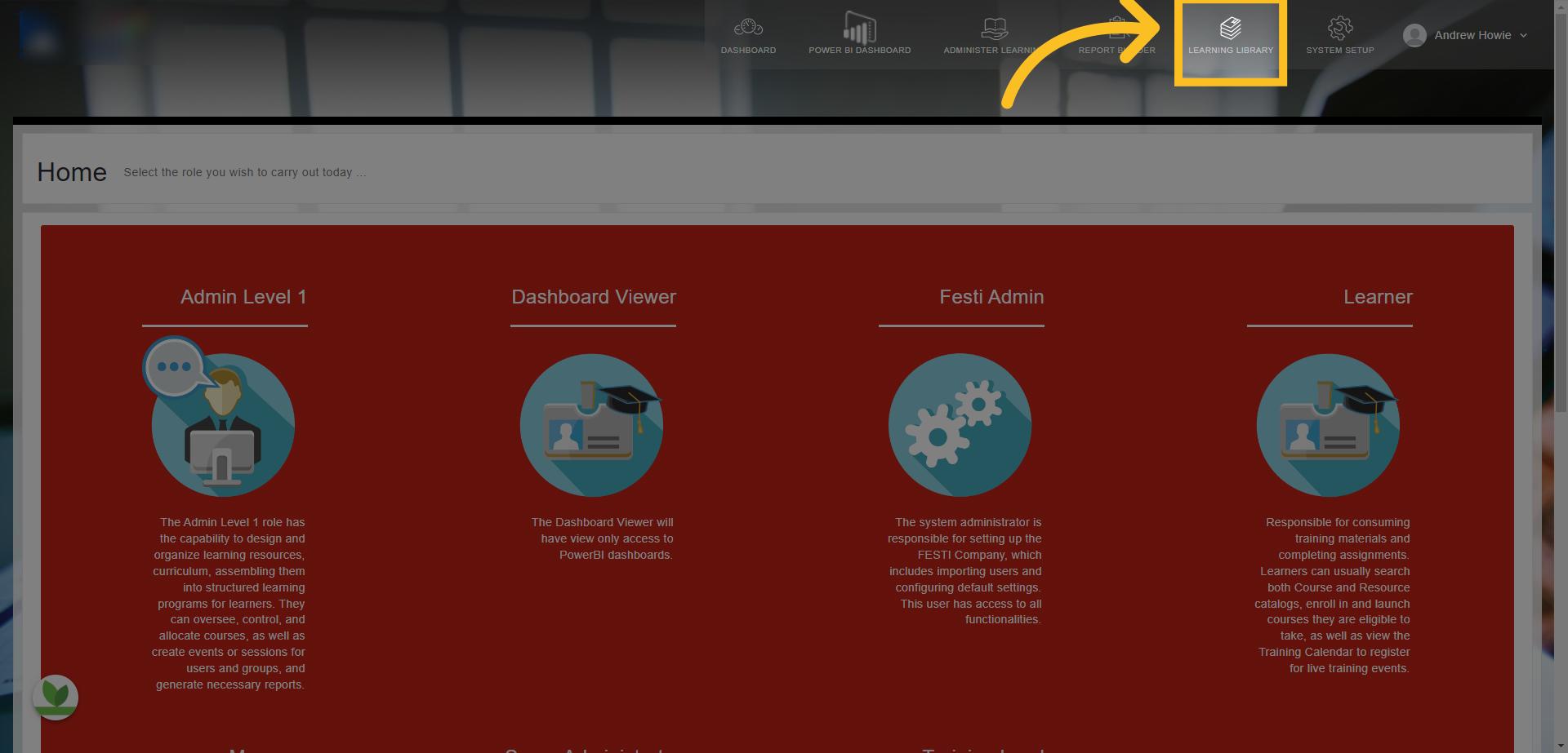Click on the Learning Library tab at the top of the page