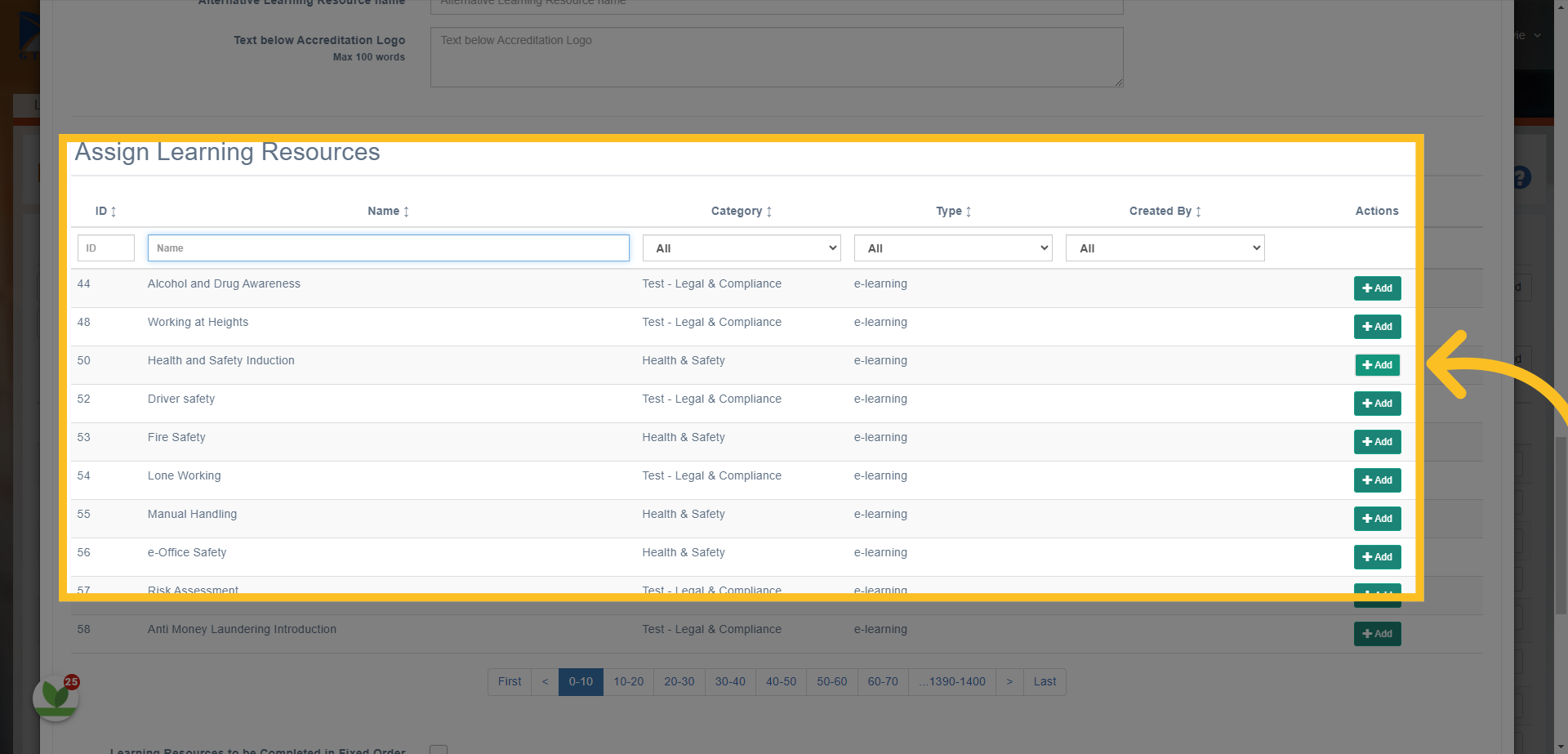 You simply use the 'Add' button next to the resource you want to add to the lesson.